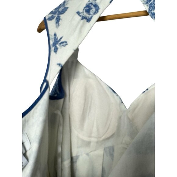 Jessica Simpson Retro Blue White Floral Tie Back Dress Size 4‎ - Picture 3 of 7